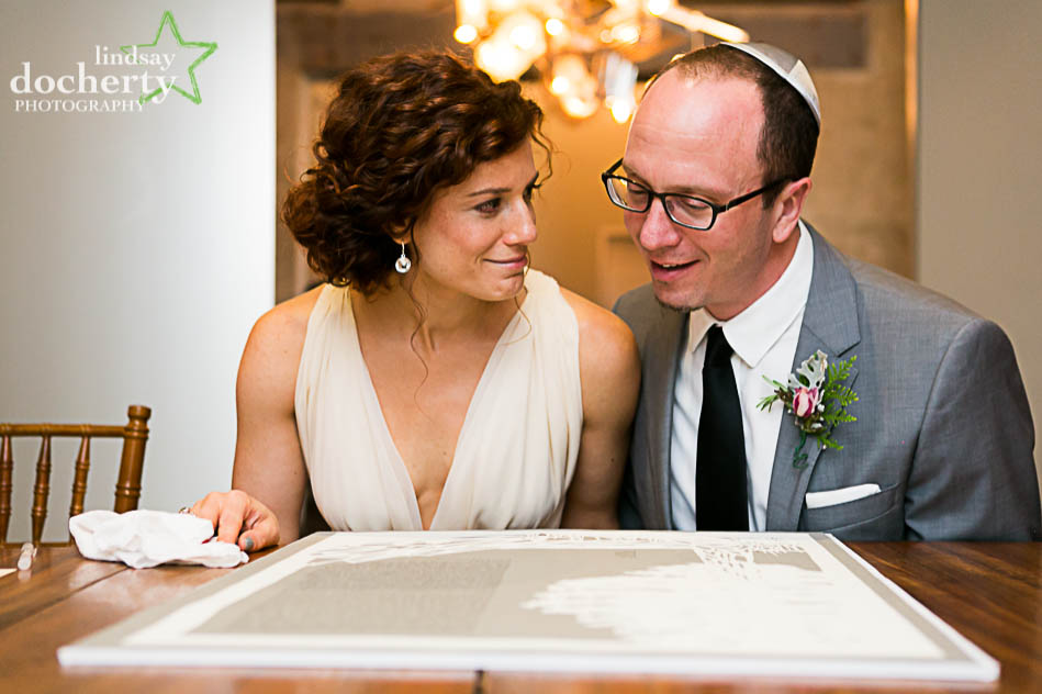 Jewish wedding ketubah signing at Front and Palmer in Philadelphia
