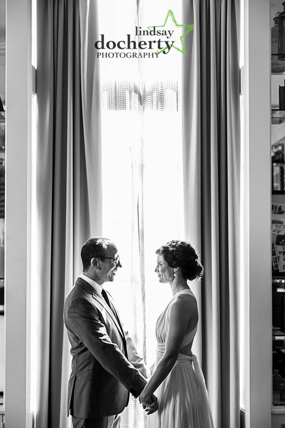 bride and groom at hotel Palomar in Philadelphia